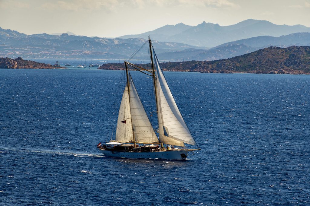 Sailing Sailboat on Sea Coast